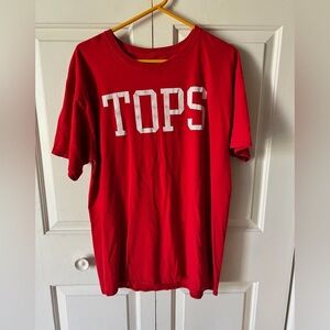 Vibrant Red 'TOPS' Graphic Tee